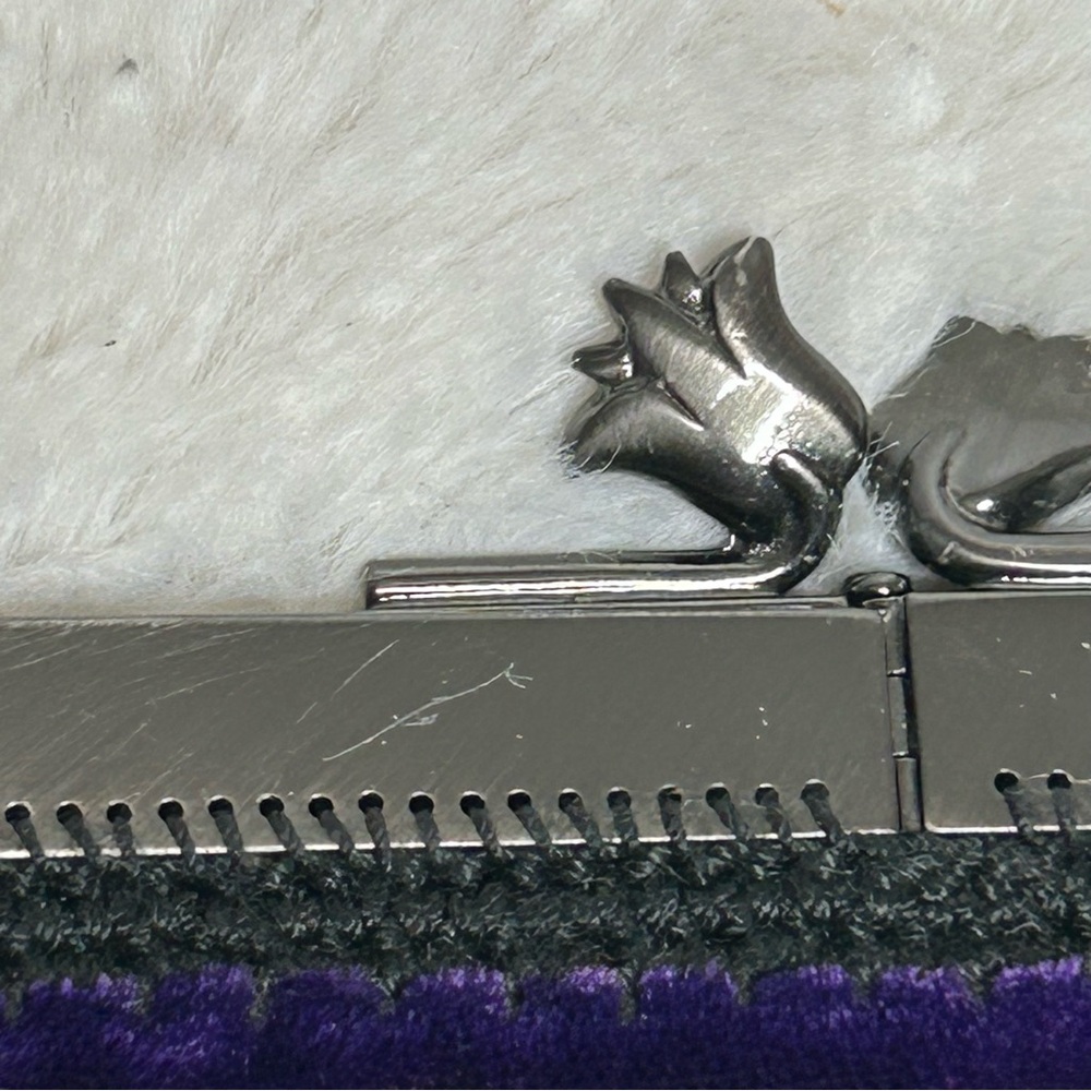 PRADA Velvet Clutch Purse Chain Strap Tulip Kiss Lock: Deep Purple Small - Picture 10 of 17